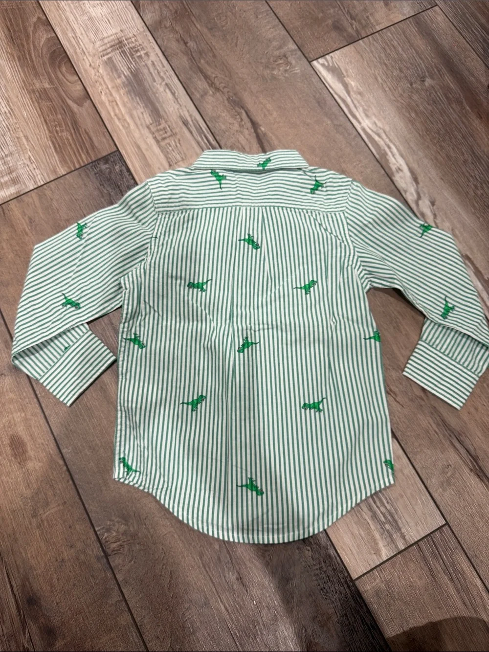 NEW! babyGap Brannan Bear Poplin Shirt in Green Dinosaur Size 4